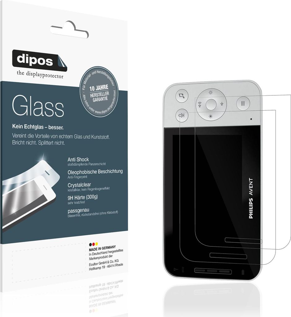 2x Schutzfolie für Philips Avent Connected SCD923 - Anti-Shock 9H Folie dipos Glass Kunststoffglas