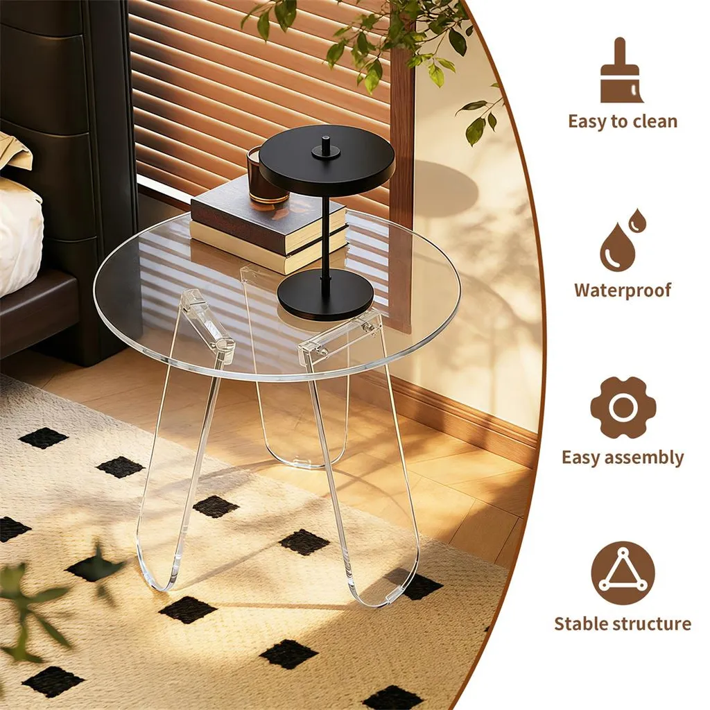 Table d'appoint de canapé en cristal acrylique pour coin lecture - 7