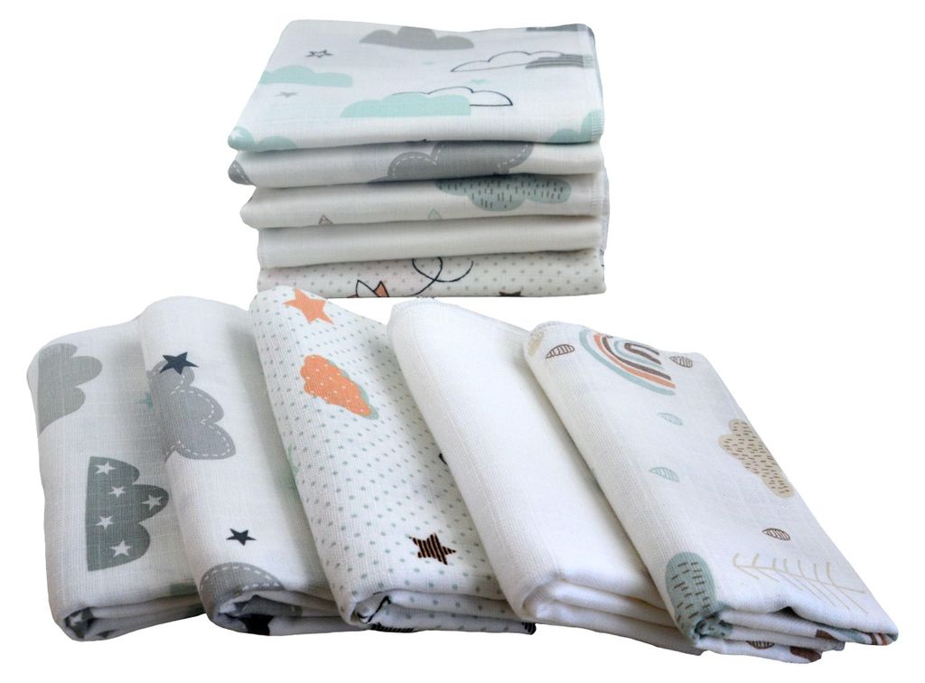 Langes bébé lot de 10 80 x 70 cm – langes en coton Image du produit 
