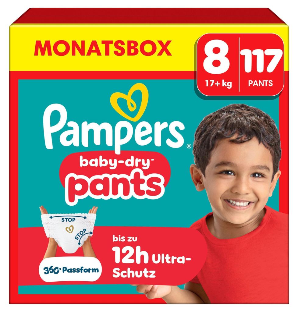 Pampers Baby-Dry Pants Gr. 8 117 Stk 17kg+ auslaufsicher Produktbild 