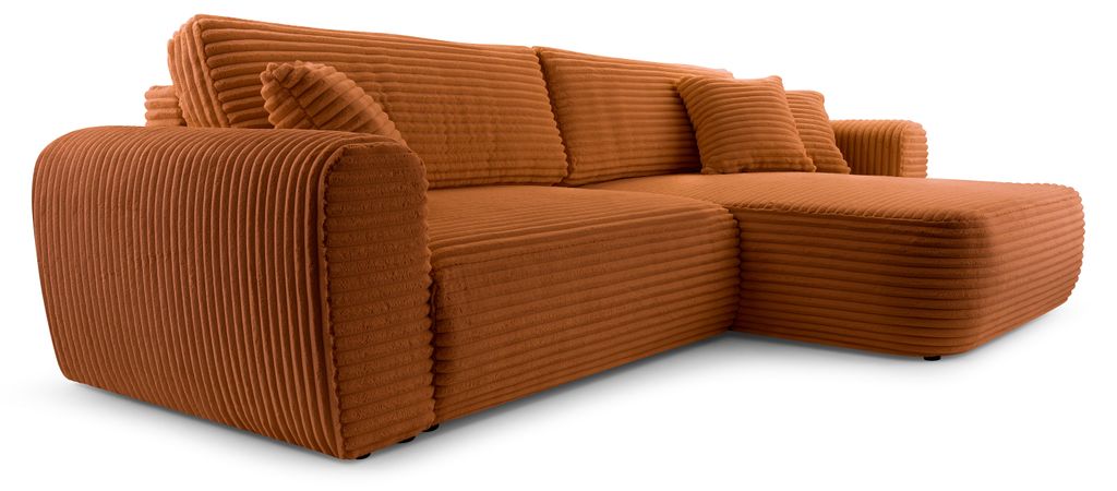 Masseno Ecksofa VIVA mit Schlaffunktion L-Form, Sofa mit Bettkasten, Wohnzimmersofa, Couch, Soffa, Bettsofa, Couchgarnitur- Orange, TILIA 52