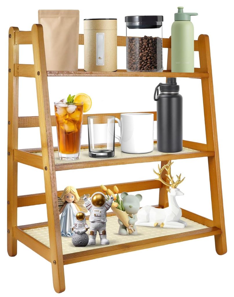 Küchenorganizer, 3-stöckiges Tassenregal, Gewürzregal, Aufbewahrungsregal aus Holz für Kaffeepads, Kaffeetassenregal für die Arbeitsplatte, Te...