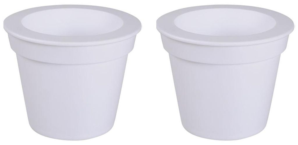 2x LED Solarleuchte, Blumentopf, weiß-satiniert, 17 cm