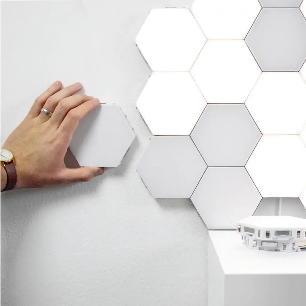 Solution Éclairage Mural Modulable 10 Modules Hexagonaux sans Perçage - 8