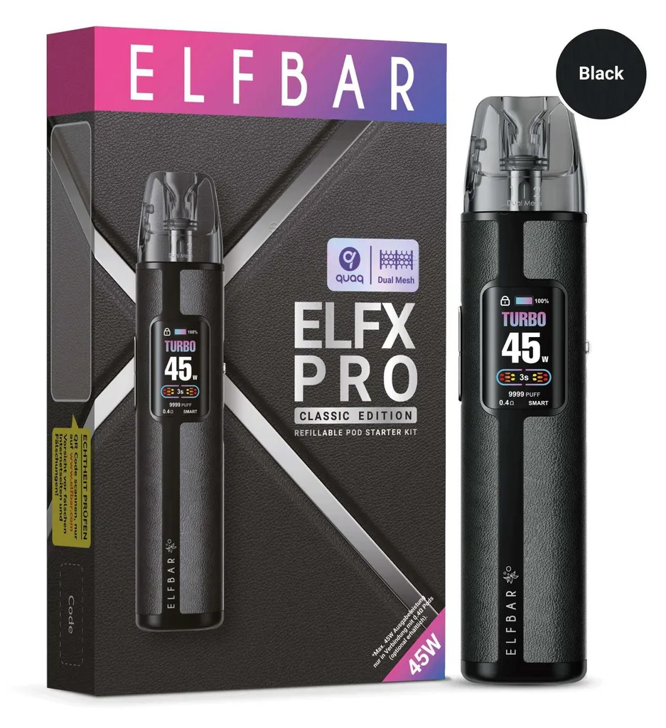 Pod Mod Elfx Pro Kit noir : la vapoteuse polyvalente pour vapoteurs MTL