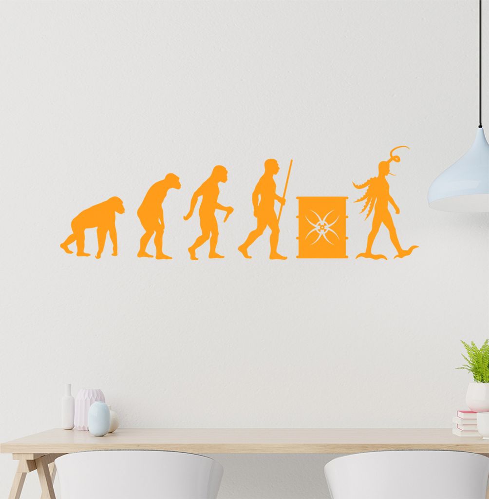 Mutation Evolution Wandtattoo Wandaufkleber Wall Sticker - Dekoration, Küche, Wohnzimmer, Schlafzimmer, Badezimmer