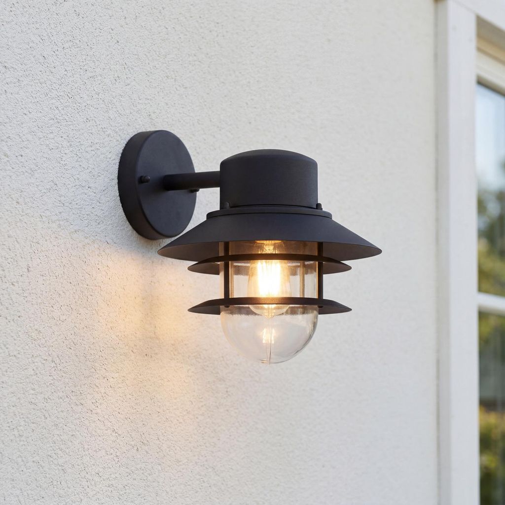 Außenwandleuchte E27 IP44 Schwarz Haus Garten Glas Edelstahl Maritim Wandleuchte außen