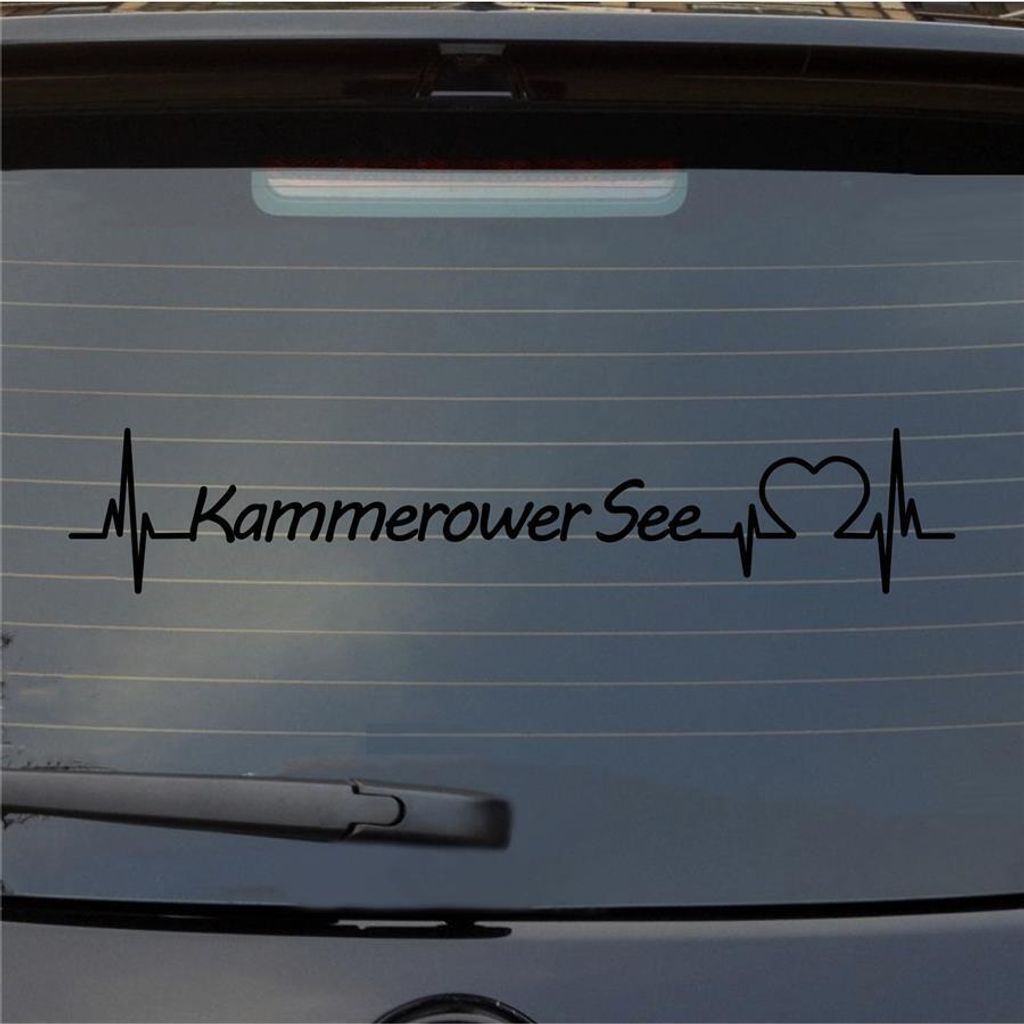 Heckscheibenaufkleber Kammerower See Herzschlag Puls See Liebe 55x10 cm Schwarz Glanz Auto Aufkleber Sticker