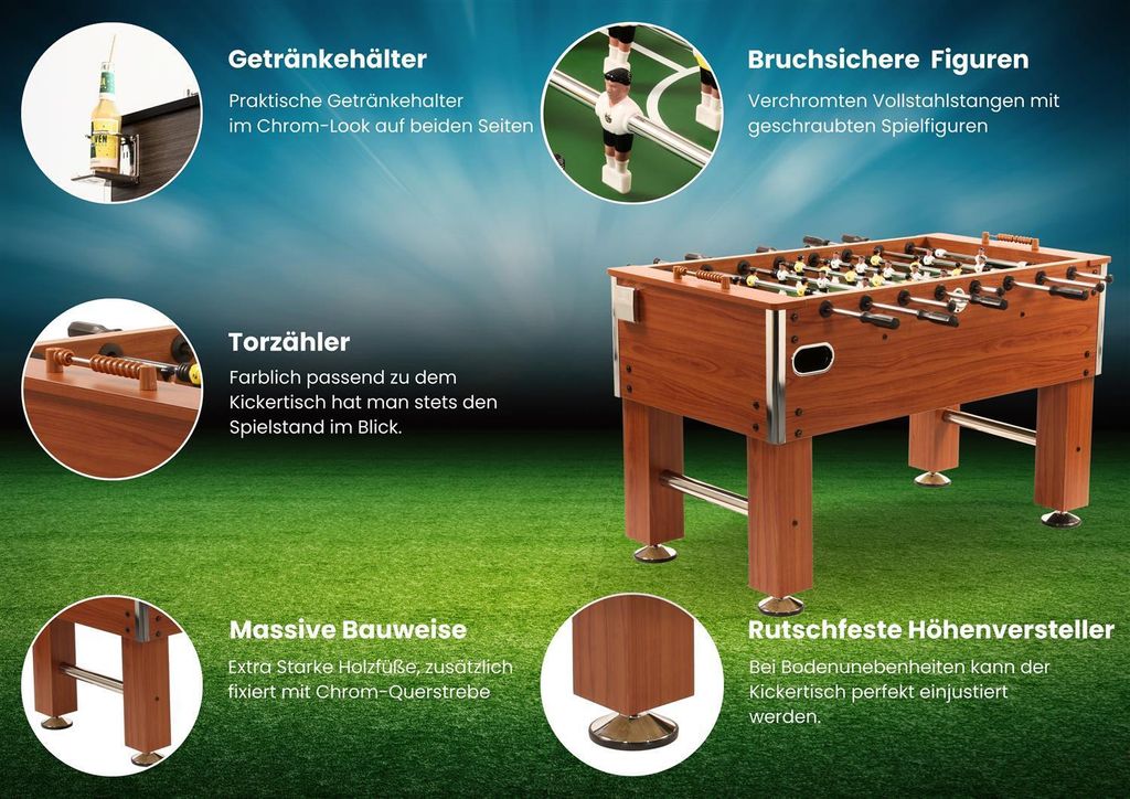 Tischkicker Profi Soccer Deluxe - Holzdekor Produktbild 7