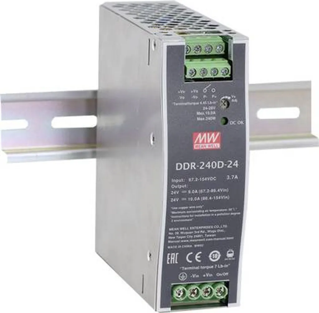 Convertisseur de tension rail DIN 24V 240W MEAN WELL DDR-240B-24 robuste
