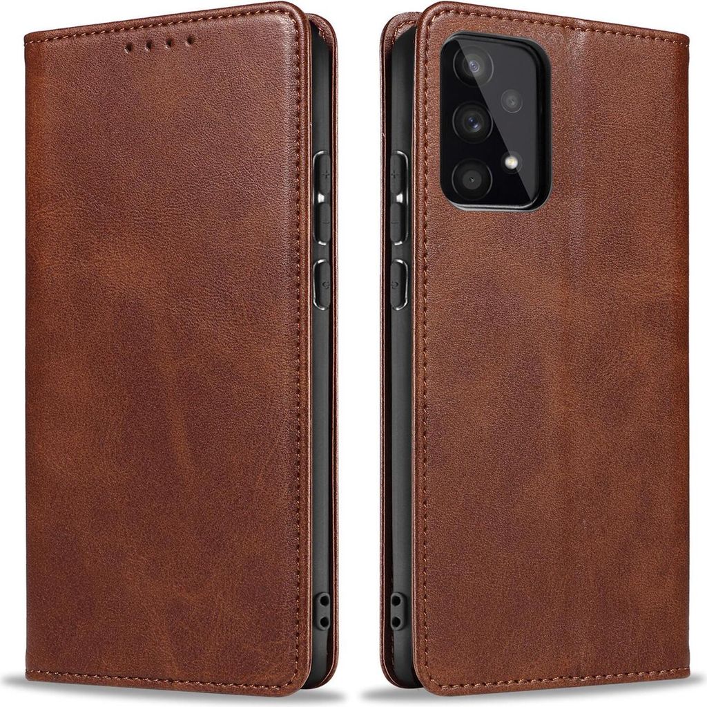 Handyhülle für Samsung Galaxy A33 5G Kunstleder Flip Cover Hülle Handytasche Case Kartenfach Farbe: Dunkelbraun