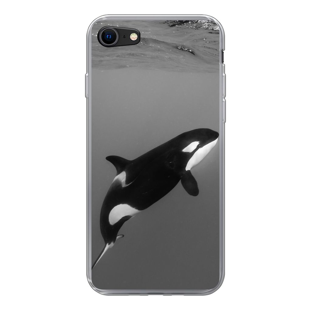 MuchoWow Handyhülle Schutzhülle Hülle für iPhone SE 2022 Orca - Wasser - Tiere Silikon Softcase Handy Hülle - Schutzhülle