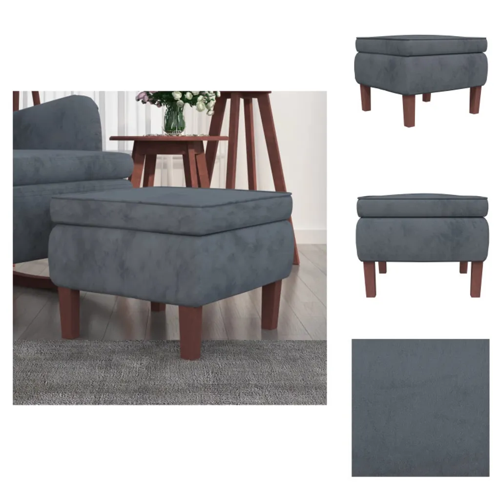 Sgabello Velluto Grigio vidaXL - Arredo Industrial Chic Gambe Legno