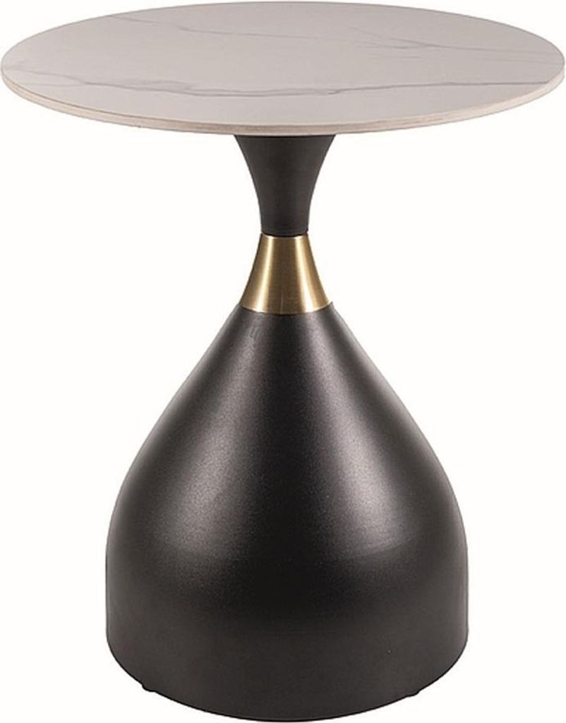 Couchtisch Virgo Wohnzimmertisch 50x50x57cm weiß Marmor schwarz matt