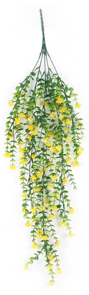 Künstliche Hängeblume mit Eukalyptusblättern, UV-beständig, künstliche Blumenranke, für drinnen und draußen, Gartendekoration aus Rattan