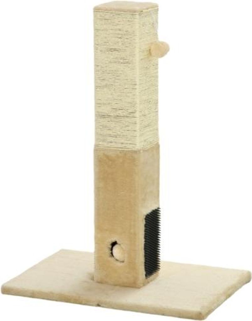 59.5x39x79cm Beige Kratzbaum Fuer Katzen Kratzsaeule Mit Juteseil Inklusive Spielzeug Pluesch