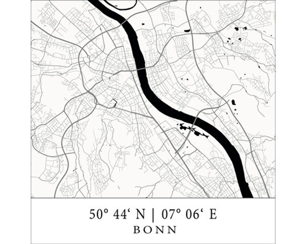 Glasbild Bonn Koordinaten III 50x50 cm