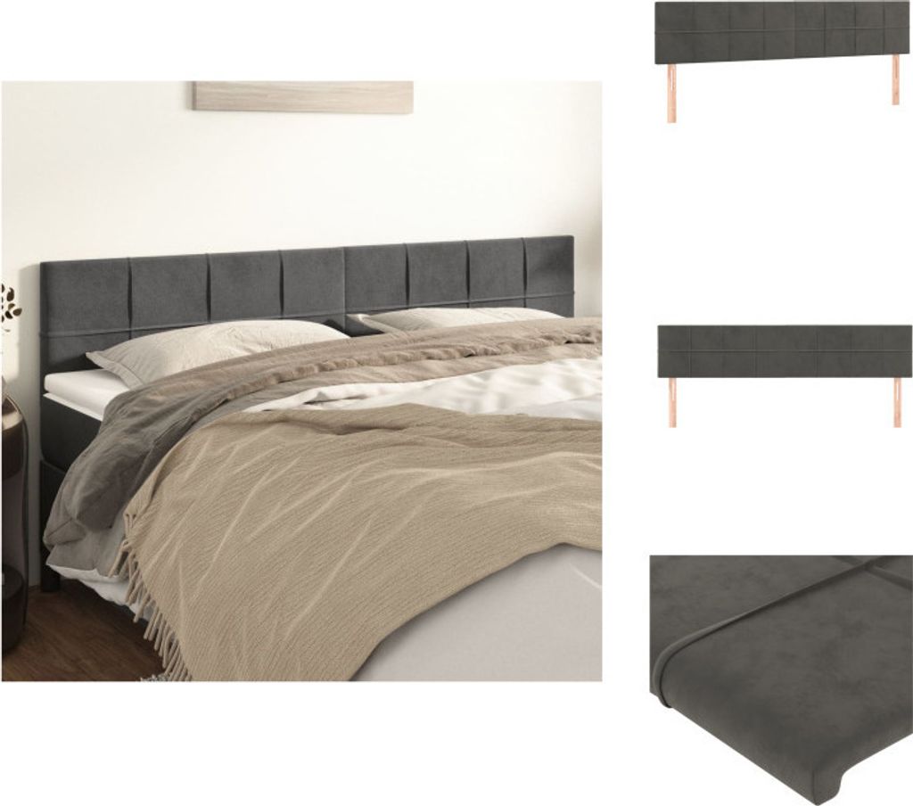 vidaXL Kopfteile 2 Stk. Dunkelgrau 100x5x78/88 cm Samt - Kopf- & Fußenden