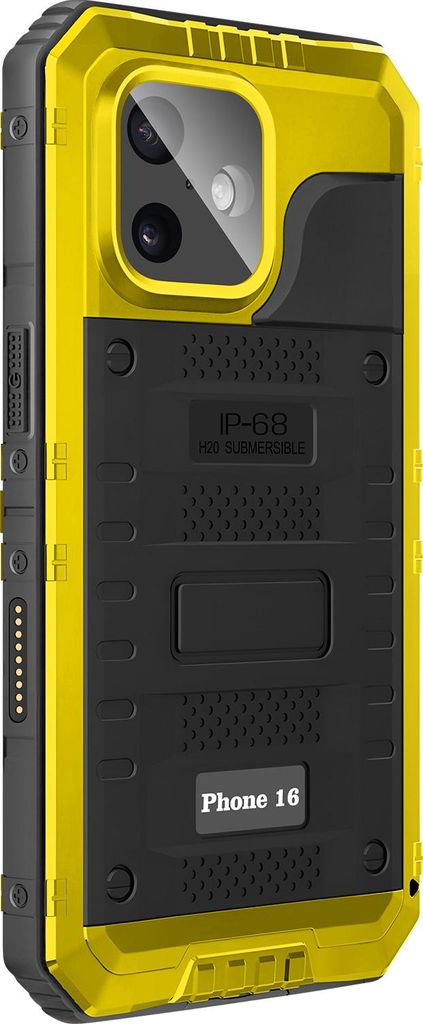 Avizar, Wasserdichte Hülle iPhone 16 IP68 Stoßfest Verstärkter Rand, Schwarz / Gelb