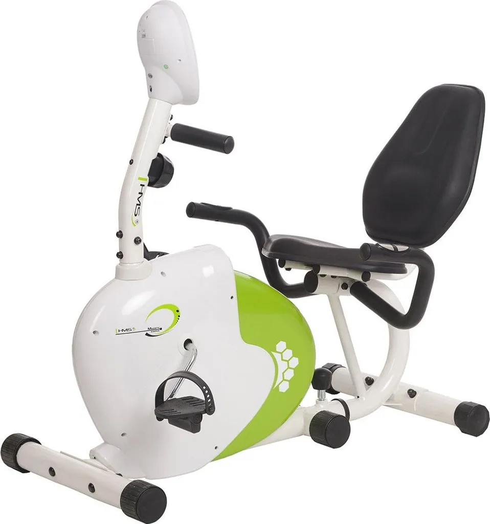 Vélo d'exercice magnétique allongé blanc et vert - Modèle Ergofit V2 - 2