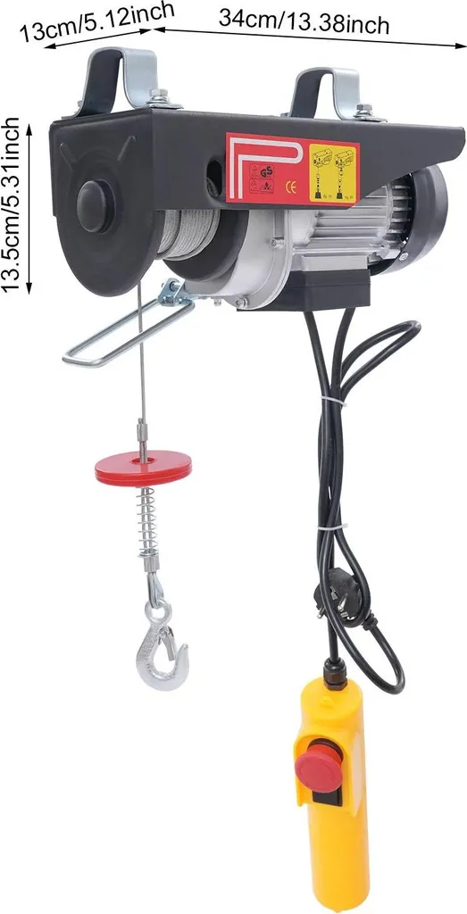 Palan Électrique 2 Modes de Levage et Télécommande - Câble Acier 12m