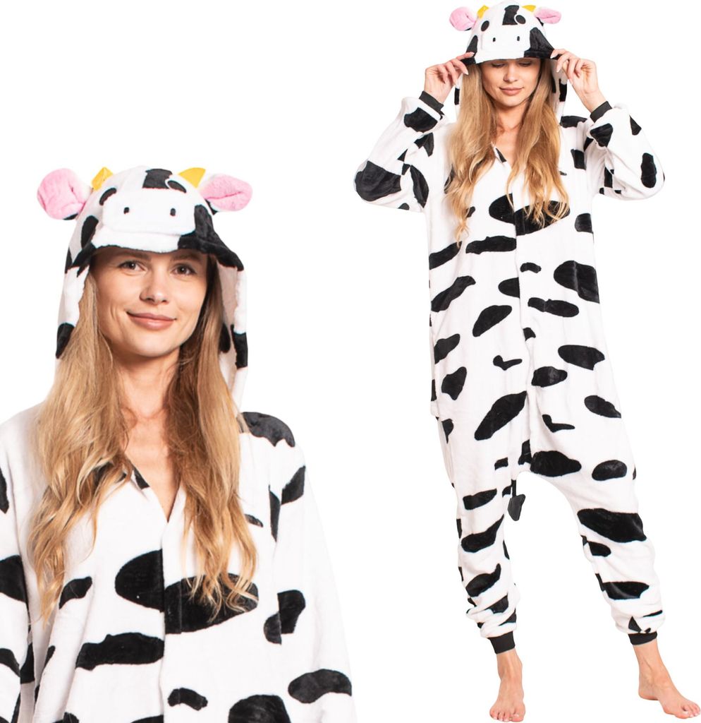 Nikcorp Oblek Pyžamo Dámské Dětské Onesie Kráva Černá a Obrázek produktu 