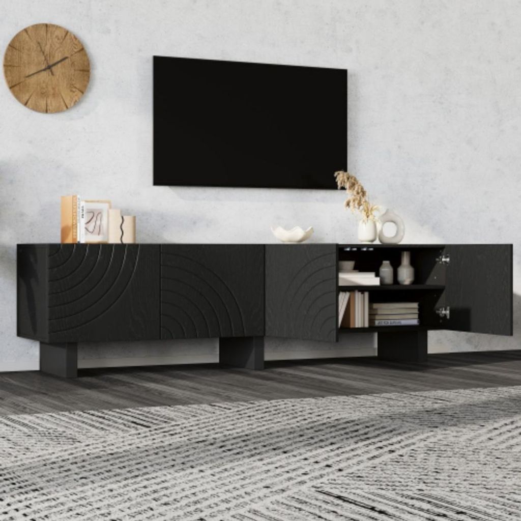 TV-Schrank,Lowboard für Wohnzimmer,Fernsehschrank mit 4 Türen, TV-Halterung, Aufbewahrungsschrank für 75-Zoll-Fernseher 180 × 40 × 55 cm