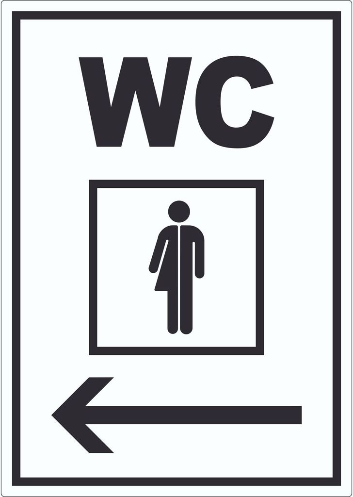 WC Transgender mit Pfeil nach links Aufkleber A9 (37x52mm)