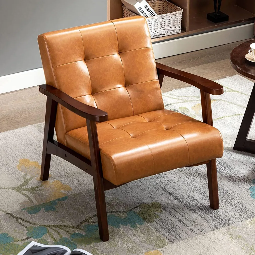 Fauteuil de lecture vintage orange idéal pour chambre ou coin détente