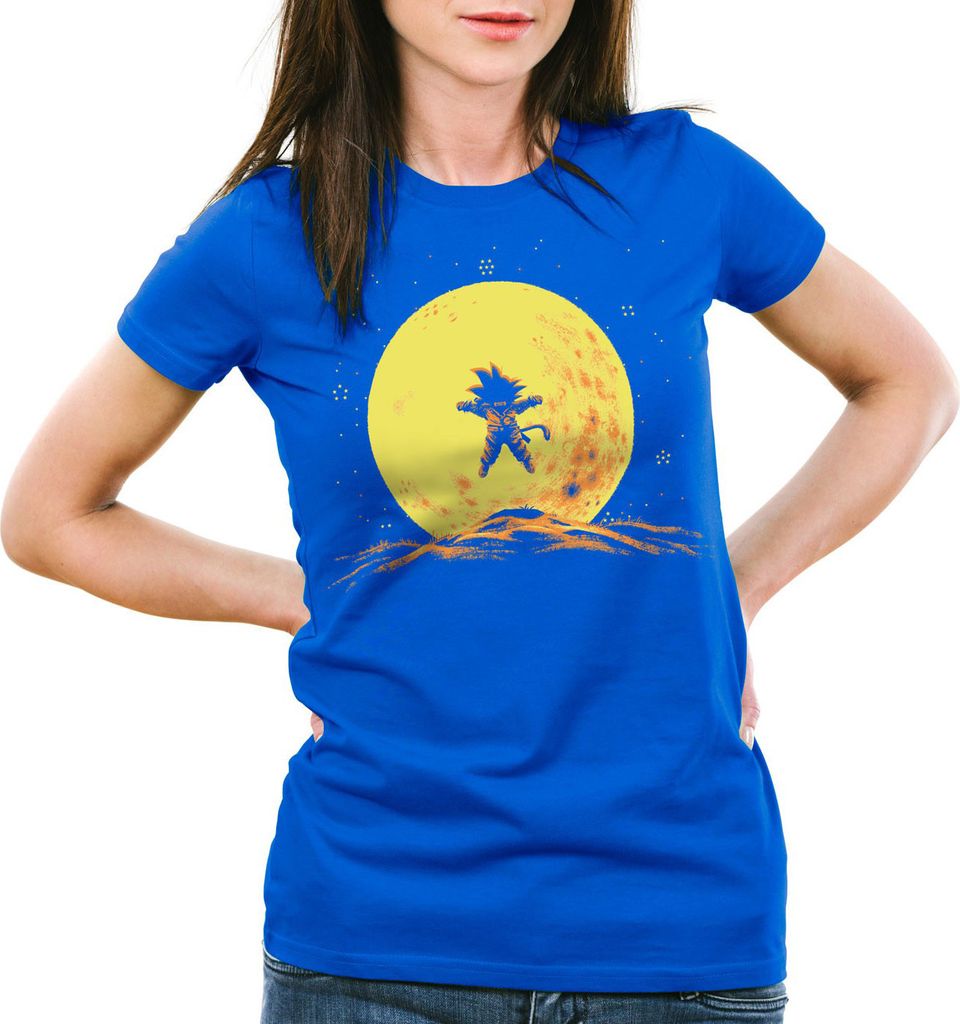 style3 Goku Mond T-Shirt Damen songoku dragon z super saiyan turtle ball, Farbe:Blau, Größe:M