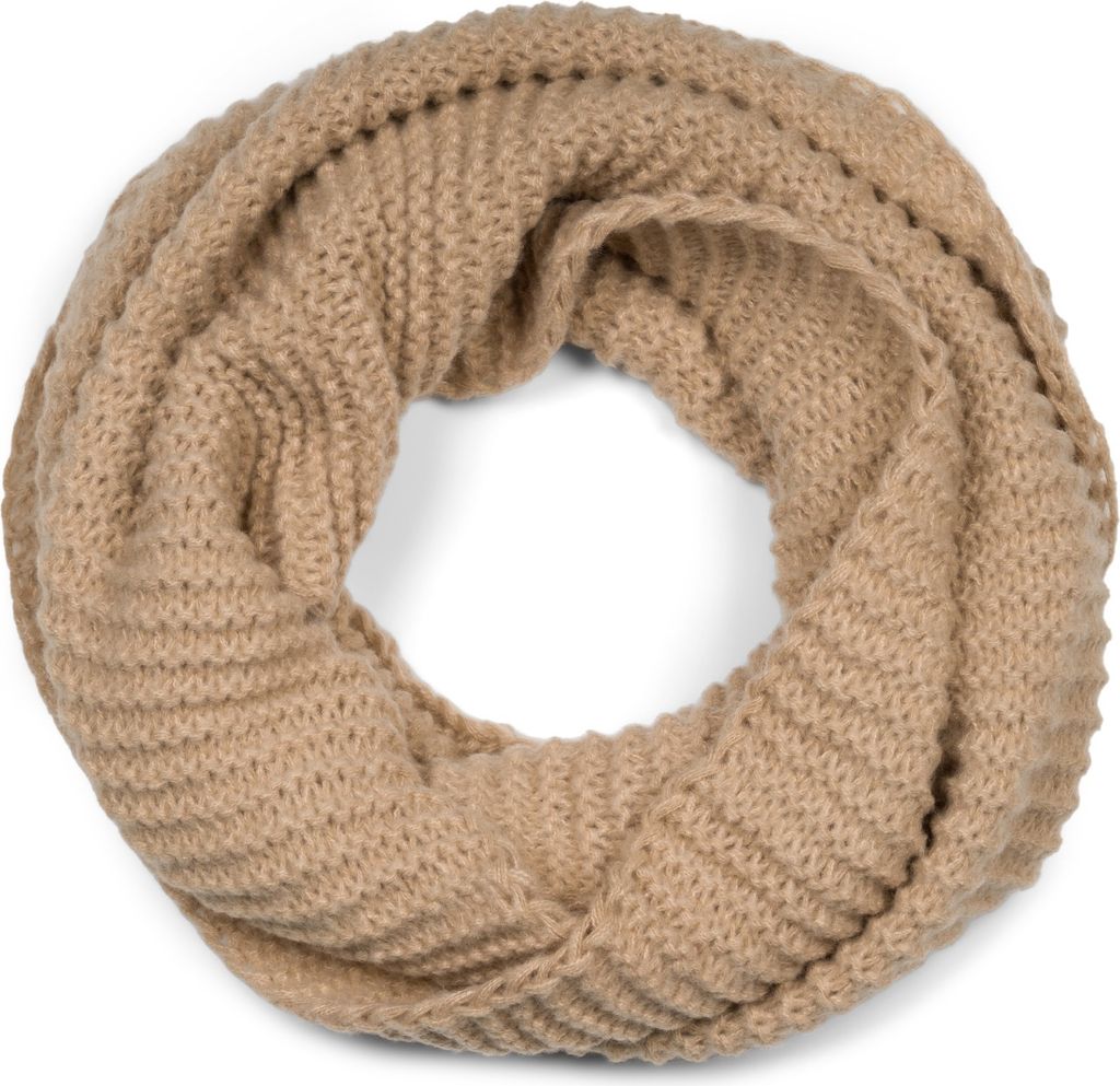 styleBREAKER Uni Strick Loop Schal Einfarbig mit Wellenmuster, warmer Winter Strickschal, Schlauchschal 01018169
