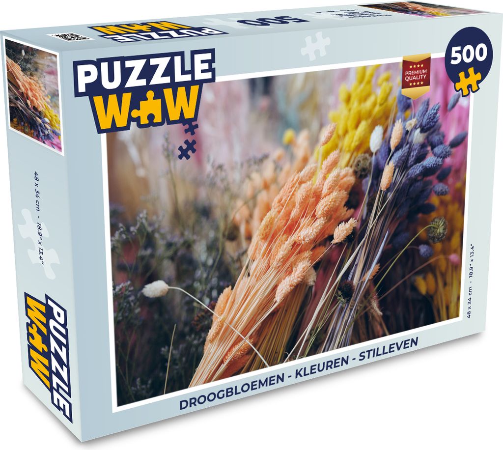 MuchoWow Puzzle 500 Teile Getrocknete Blumen - Farben - Stilleben - 500 Teile - Kinder - Selberbauen - Puzzlespiele