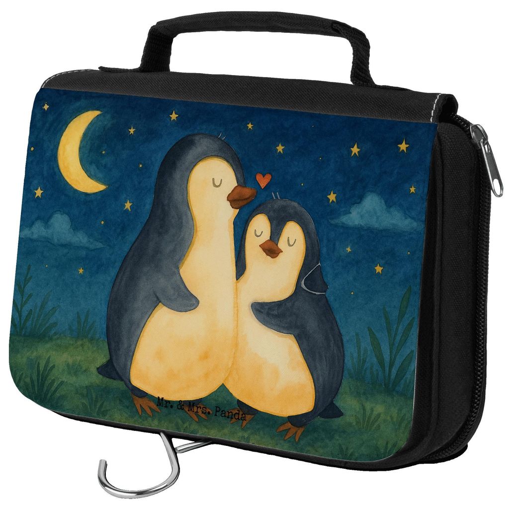Mr. & Mrs. Panda Kosmetiktasche Pinguine Einschlafen Design - Weiß - Geschenk, für Freundin, Frauen, Kulturtasche, Hochzeitstag, Partner, Schmink...