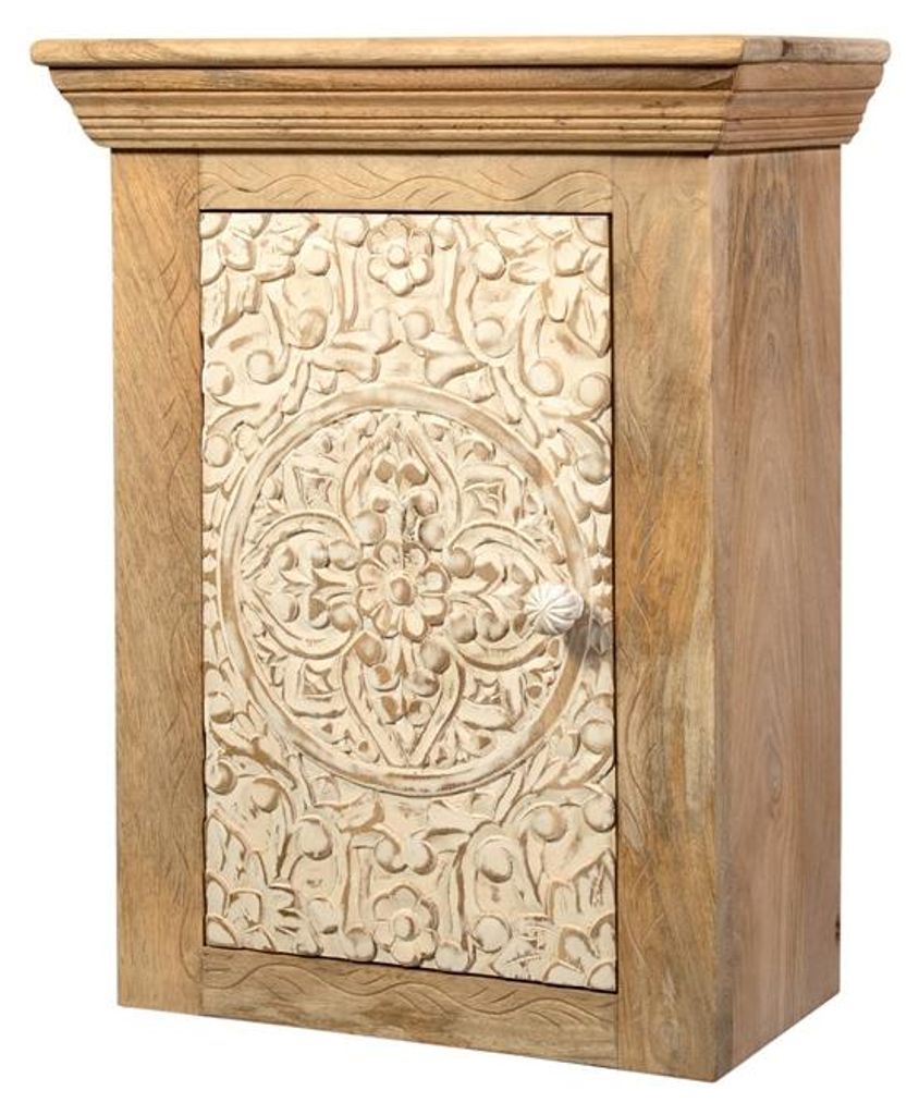 Badoberschrank 45x60cm 'Tibet' Mango natur & weiß antik