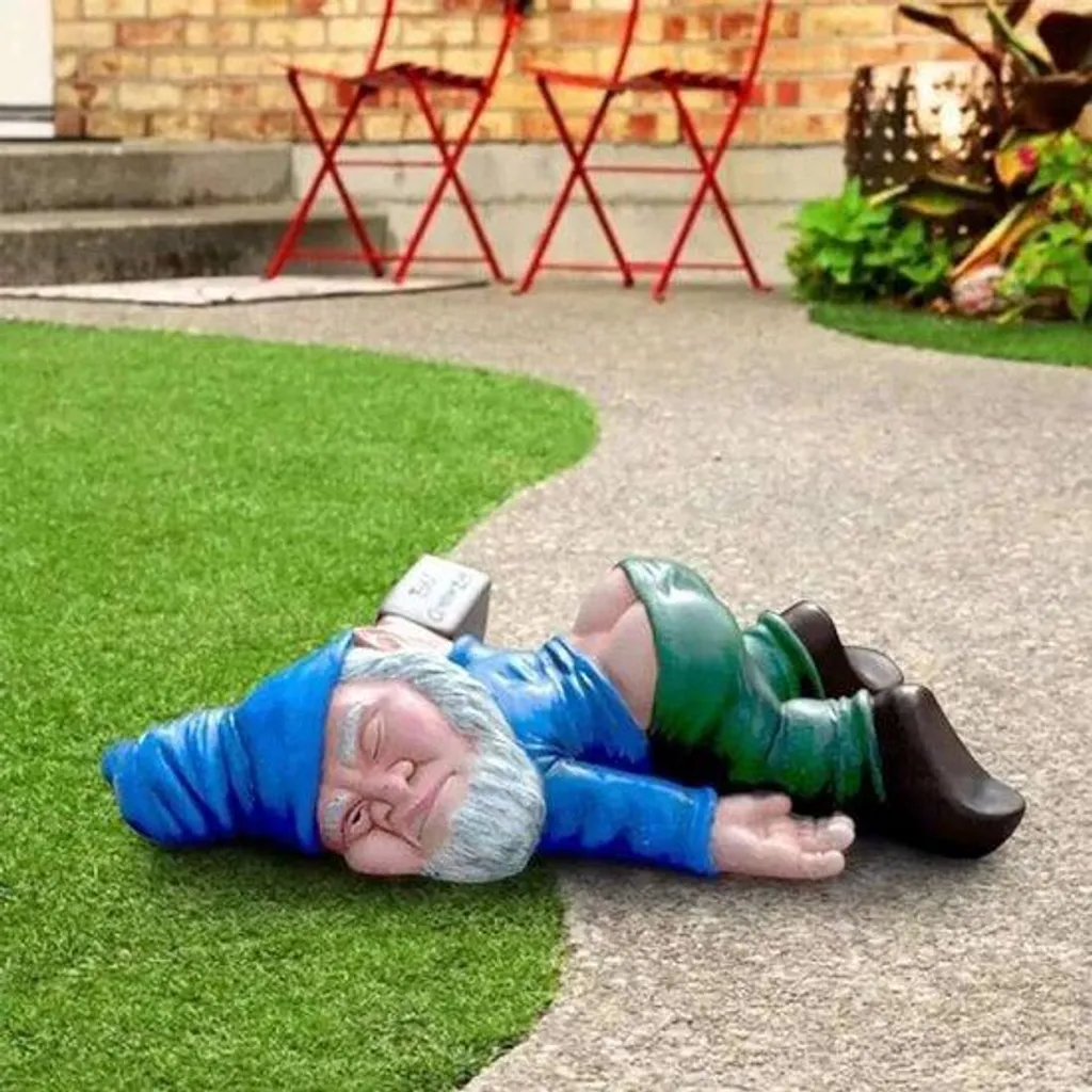 Statue de jardin rigolote en résine durable pour déco extérieure unique