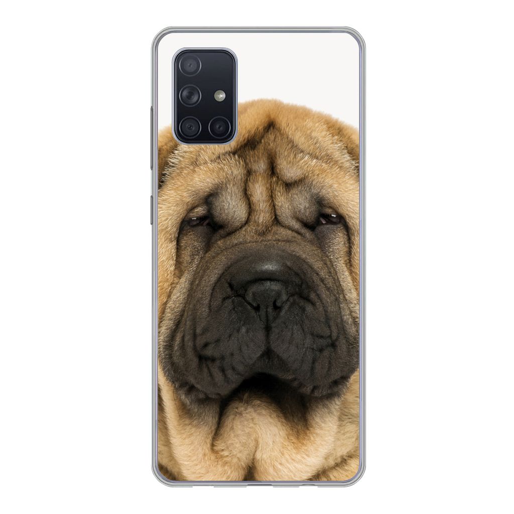 MuchoWow Handyhülle Schutzhülle Hülle für Samsung Galaxy A51 5G Hund - Jungen - Sharpei - Haustiere - Mädchen - Kinder Silikon Softcase Hand...