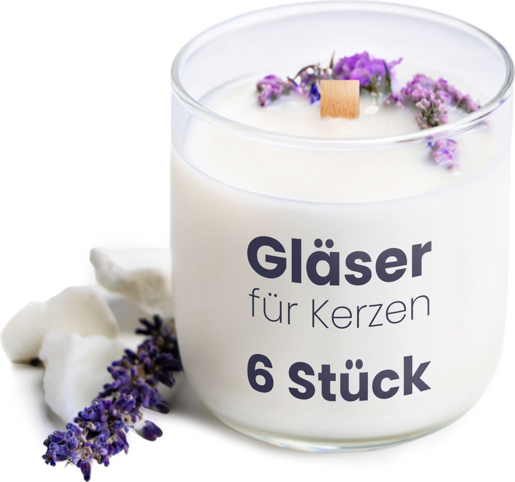 Teelichtgläser 7x8cm, 6 Stück kleine Kerzengläser für DIY Kerzen, Gläser für Teelichter und Kerzenhalter
