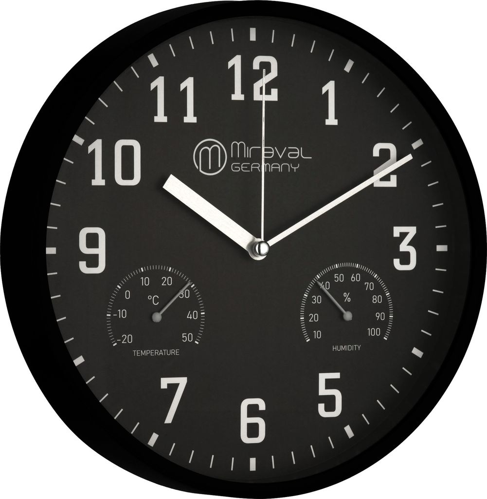 Wanduhr Thermometer Hygrometer 250 mm Küchenuhr Wohnzimmer Luftfeuchtigkeit Temperaturanzeige Analog Bürouhr Moderne Wanduhr