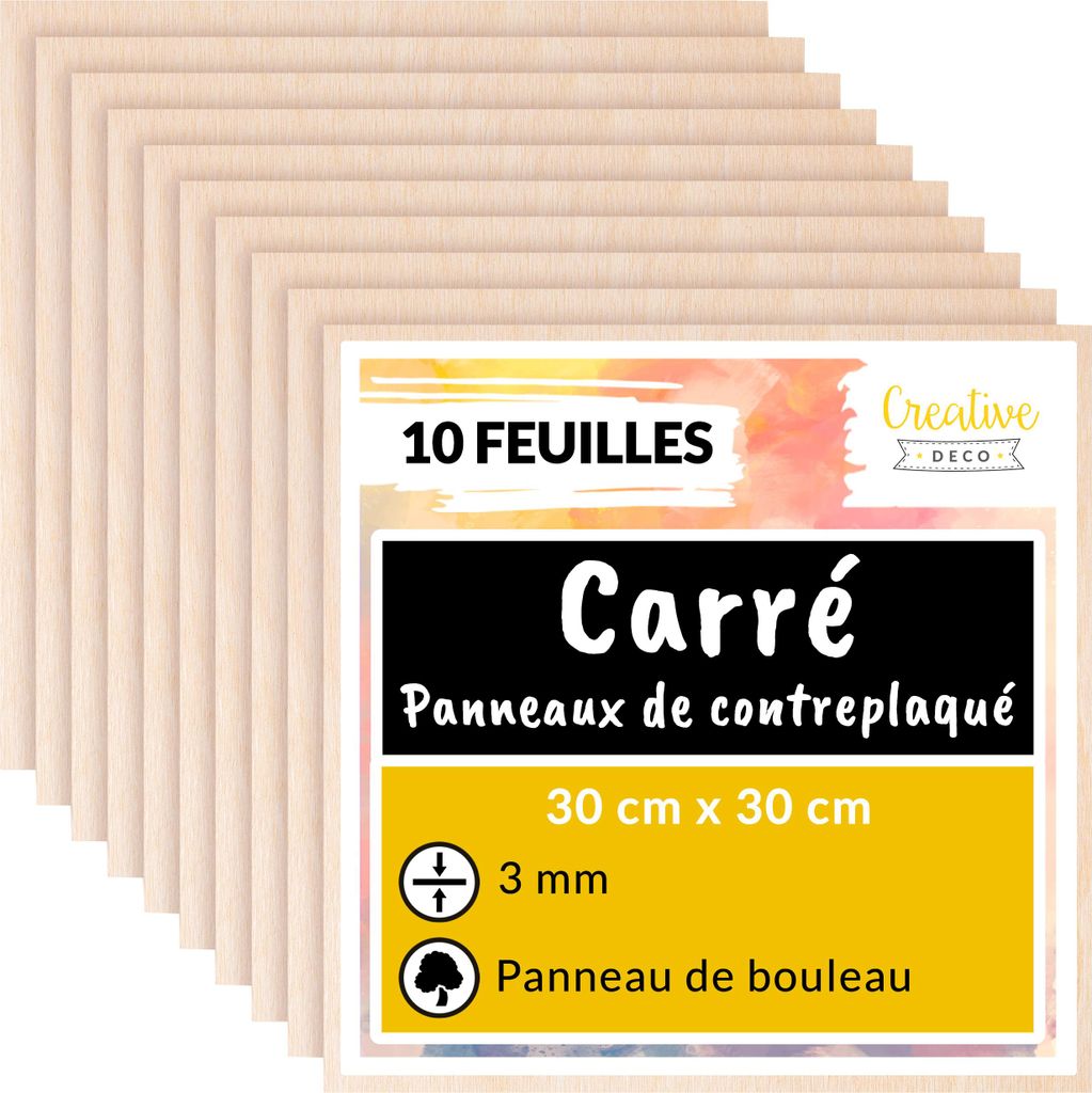 Creative Deco 10 x Contreplaqué Carré 300 x 300 x 3mm Image du produit 