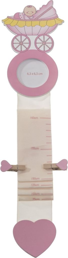 Bieco Messlatte Stoff rosa | Skala 0,60m - 1,6m | Massband Körper | Kinderzimmer Mädchen | Messlatte Holz Kinder | Maßband Körper | Kinder Mess...