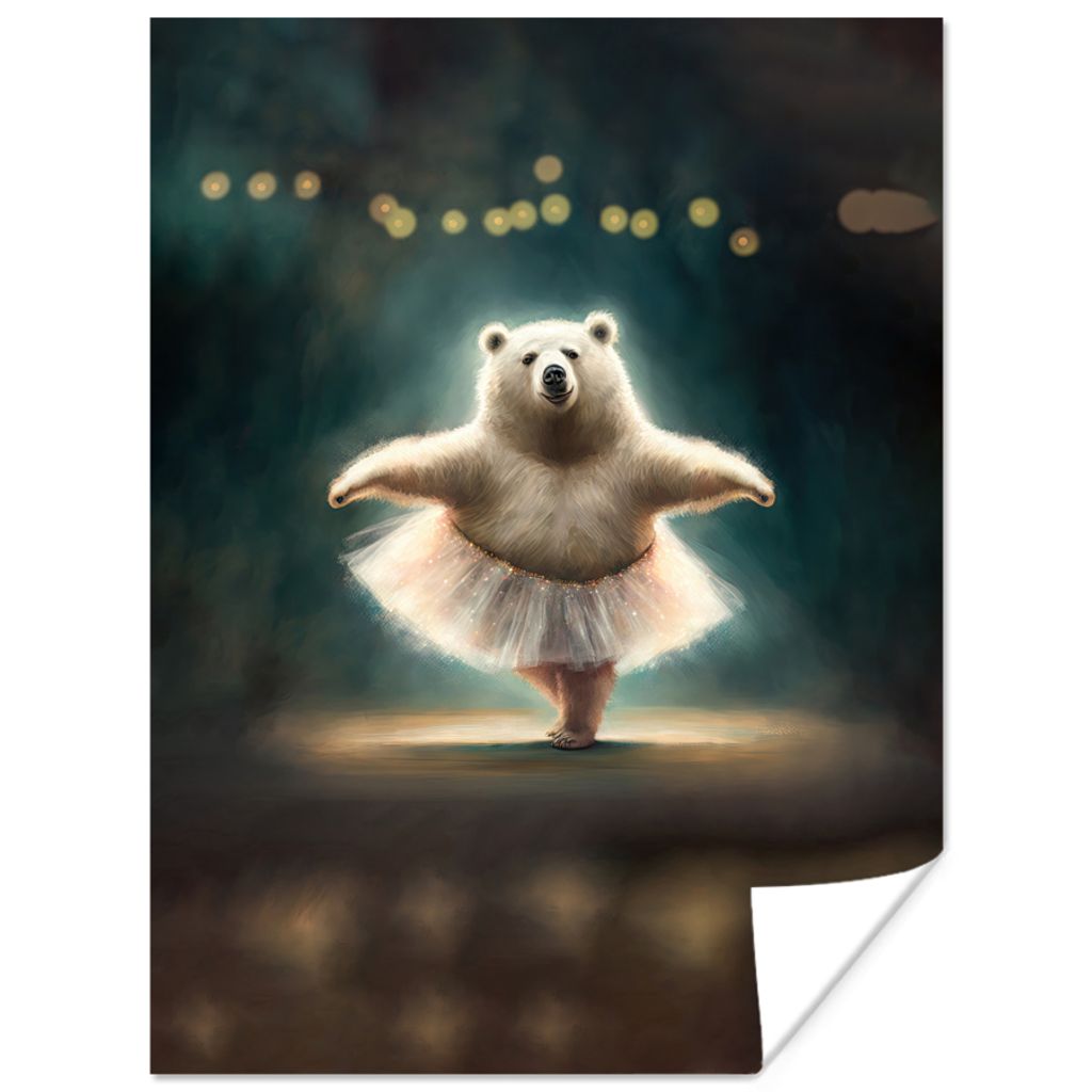 MuchoWow Poster Bär - Rock - Ballett - Porträt - Tiere 30x40 cm - Wandplakat - Poster Kinderzimmer