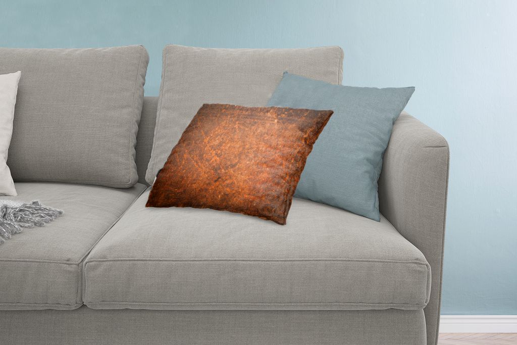 MuchoWow Zierkissen Sofakissen Wohnzimmer Dekokissen 60x40 cm Leder - Textur - Braun - Orange - Kopfkissen - Polster mit Foto