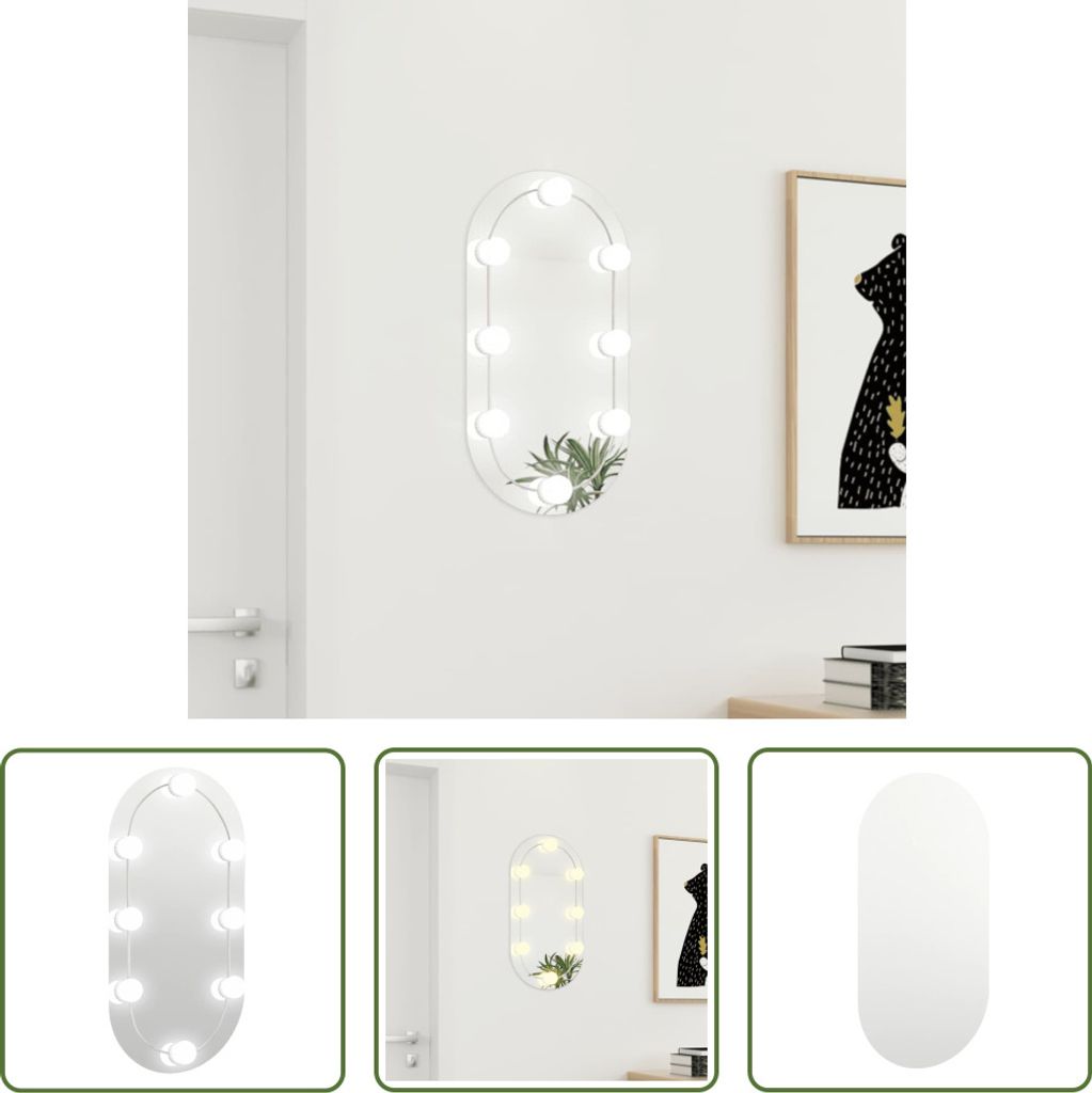 The Living Store Spiegel mit LED-Leuchten 60x30 cm Glas Oval