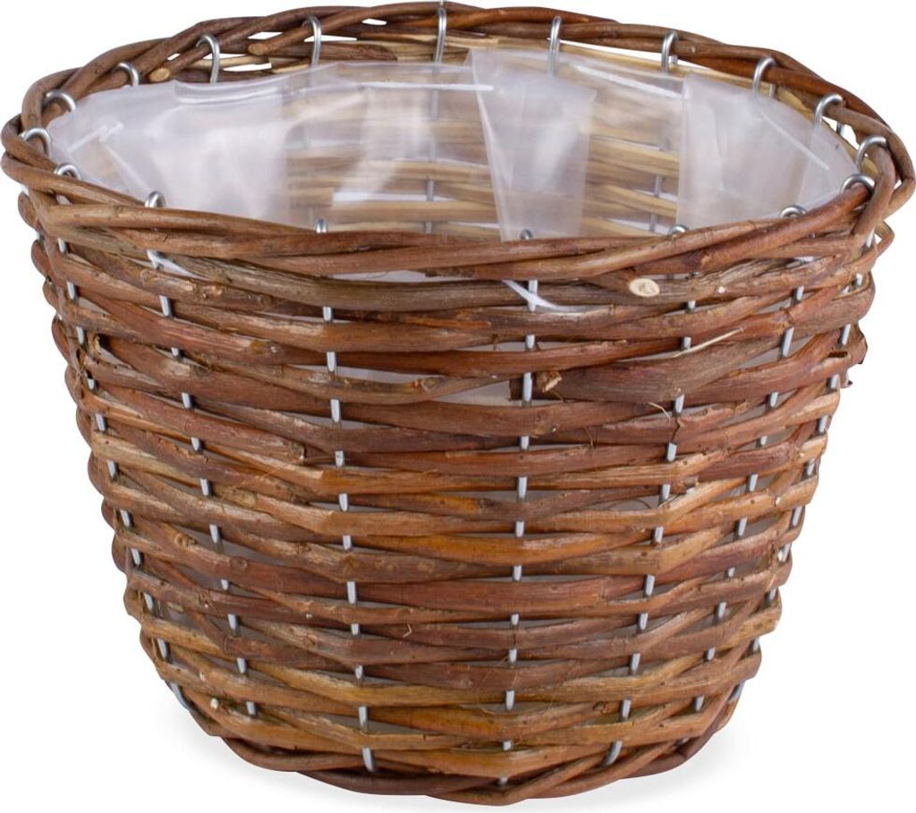 Pflanzkorb Weidekorb Übertopf rund foliert braun 1 Stk Ø 20x15 cm