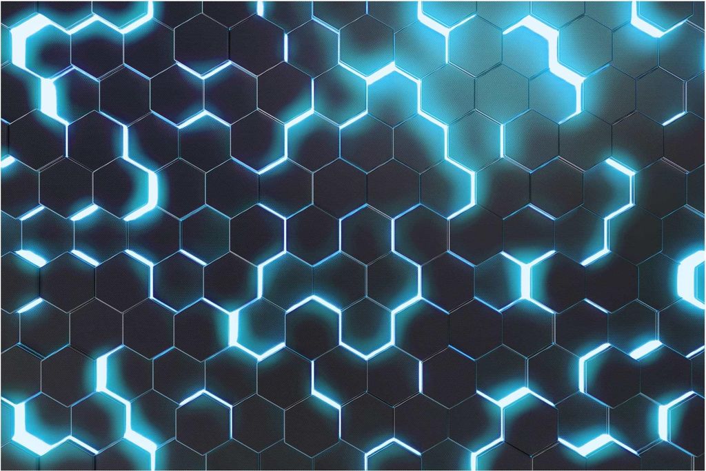 Fototapete Muster - Vliestapete - Bildtapete UV-beständig Geometrisch schwarz 3D-Effekt Neon Art Wandtapete geruchsfrei