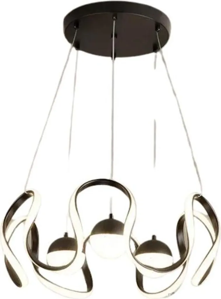 Lustre Design Minimaliste Noir 3 Ball avec Télécommande et Trio Lumière