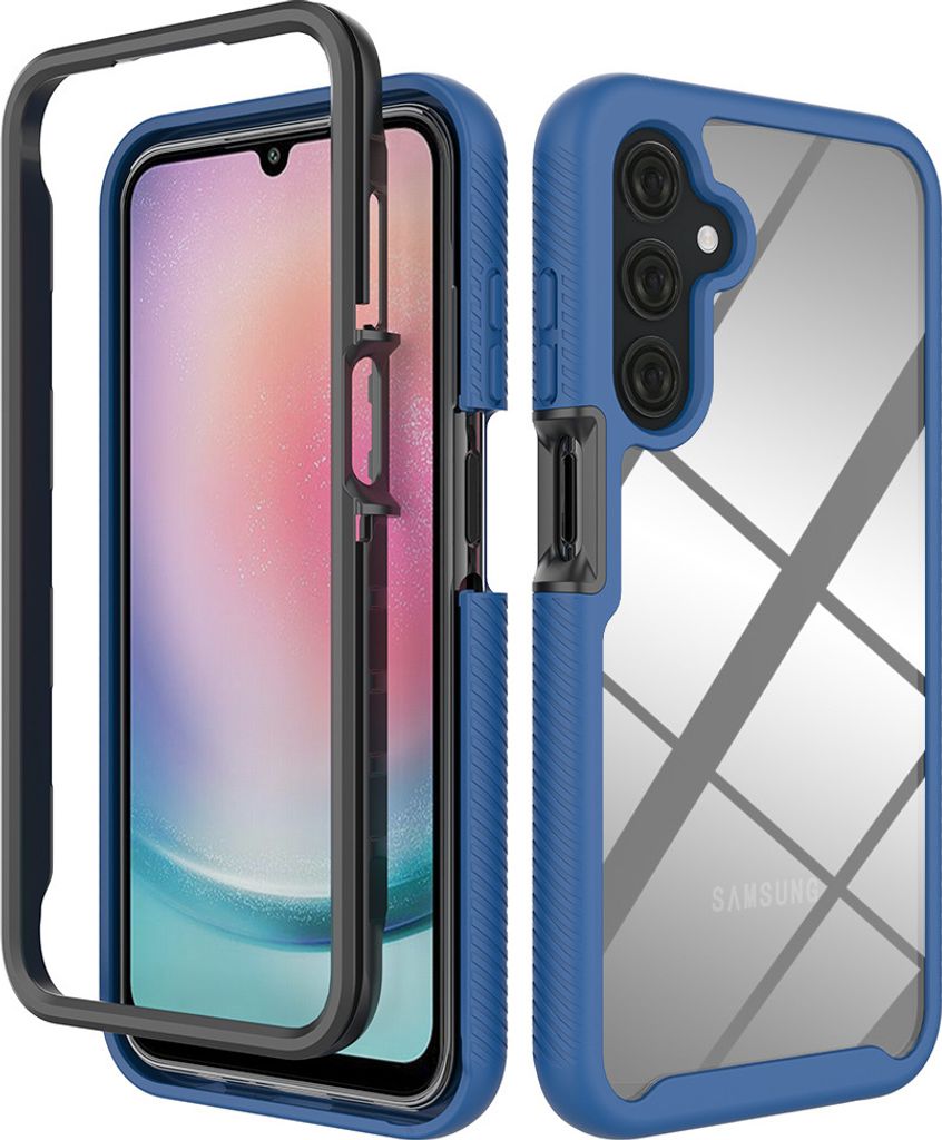 Galaxy A25 Hülle, Hybrid Transparente Rückseite TPU Bumper Stoßfest Schutzhülle für Samsung Galaxy A25 Navy blau