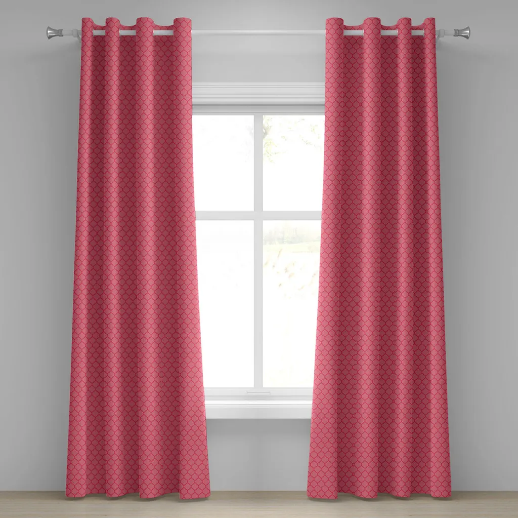 Paire de rideaux décoratifs corail et rouge style Renaissance 245cm
