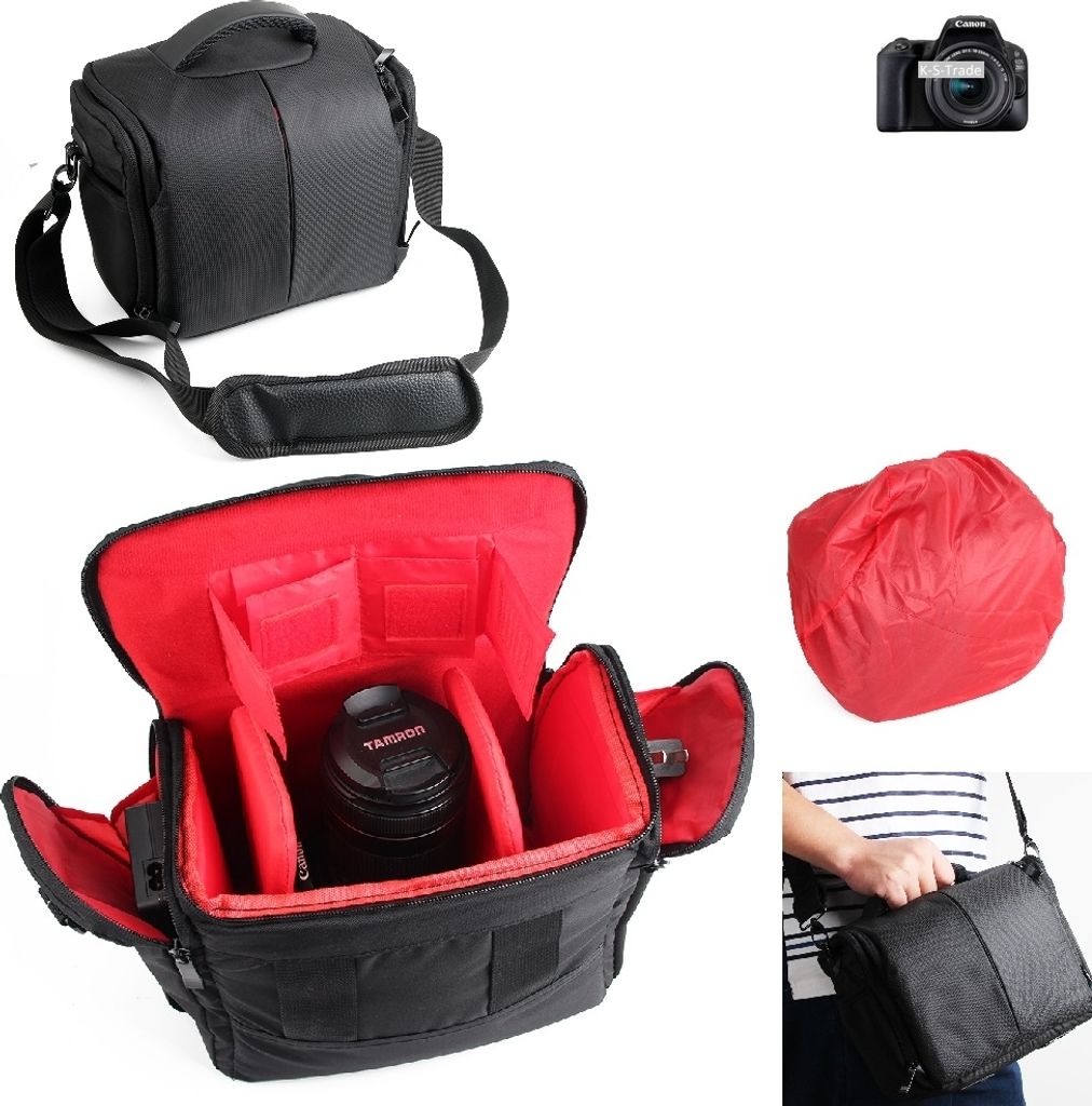 K-S-Trade Kompatibel mit Canon EOS 200D Kameratasche Fototasche Schultertasche Zubehör Tasche einteilbare Trennwänden für Systemkamera, DSLR DSLM