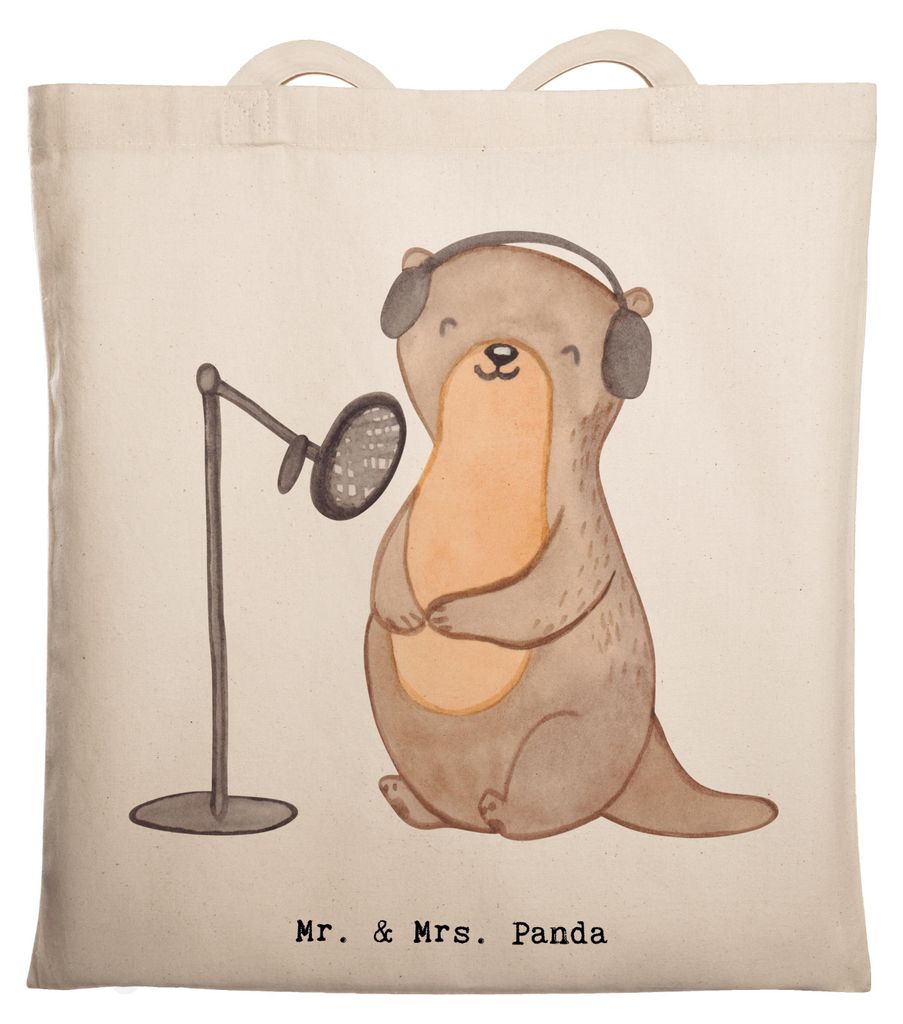 Mr. & Mrs. Panda dokumententasche Otter Podcast aufnehmen - Transparent - Geschenk, Beutel, Shopping Tasche, Laptoptasche, Tote Bag, Jutetasche, Po...